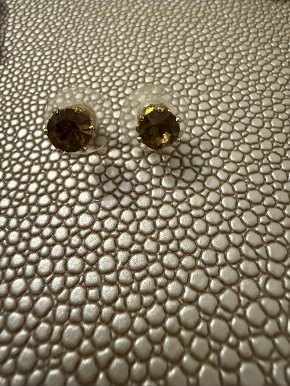 Source Unknown Gold-Tone Smoky topaz rhinestone Stud Earrings